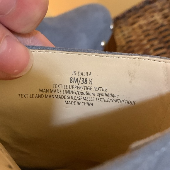 Jessica Simpson Dalia Powder Blue Suede Clogs with Silver Studds. - Picture 9 of 14